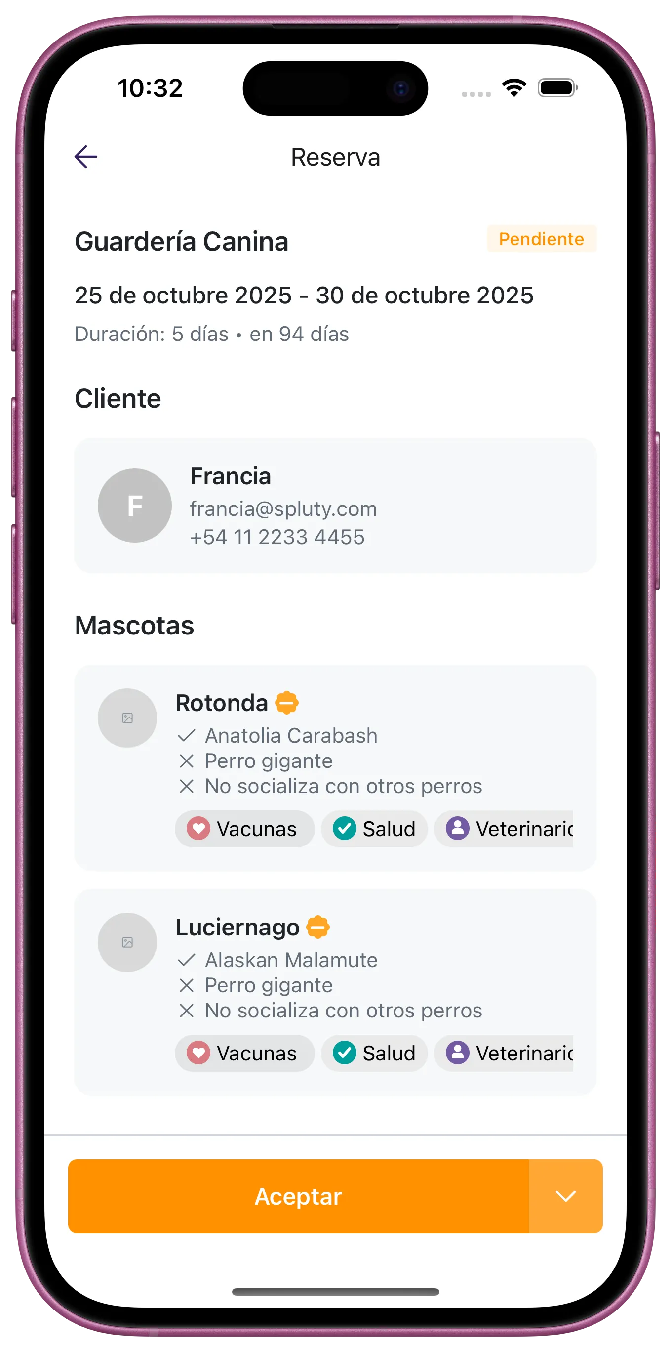 Seguimiento de reservas y calendario